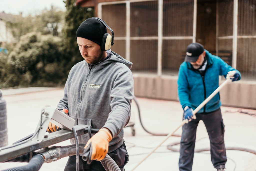Pokládka teraco podlahy Roštění